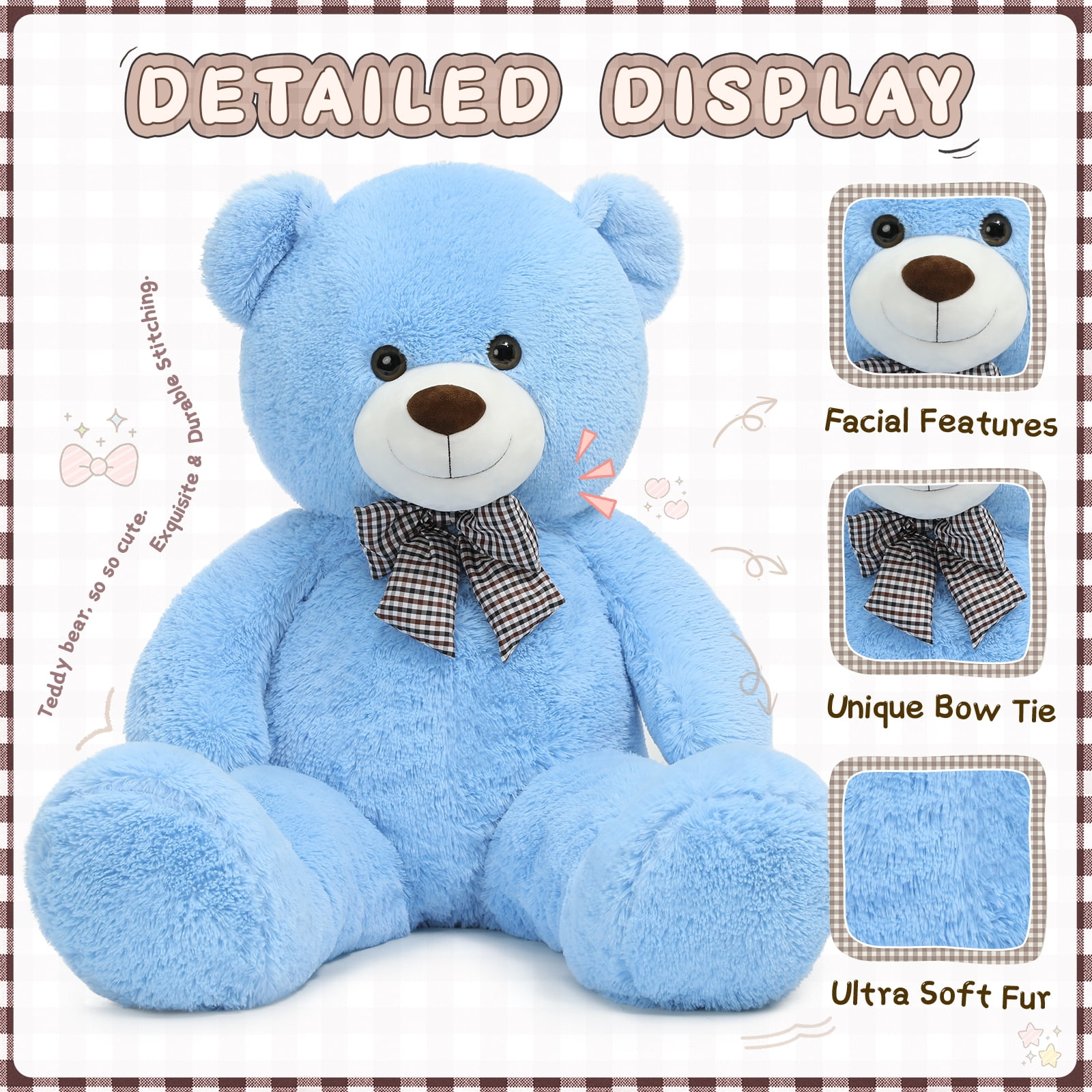 MorisMos Giant Teddy Bear 55" Stuffed Animal Soft Big Bear Plush Toy