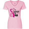 thumbnail image 3 of Inktastic Breast Cancer Awareness I Support My Gigi with Pink Ribbon Women's V-Neck T-Shirt, 3 of 5