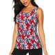thumbnail image 1 of Balery Palm Tree Pattern on Red Camiseta sin mangas estampada ligera para mujer, tops de entrenamiento sin mangas, camisetas de yoga transpirables de secado rápido.-Medium, 1 of 7