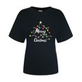 thumbnail image 4 of Puntoco Blusa informal de cuello redondo con estampado navideño para mujer, 4 of 4