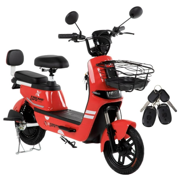 Bicicleta Eléctrica Motobici R14 Neon EX-1 Frenos de Tambor 350W 0-38 km/h 50km Acero rojo