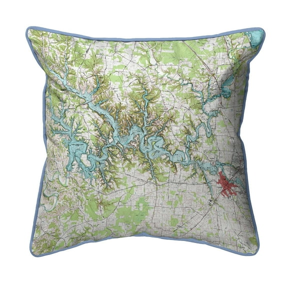 Betsy Drake HJ613 18 x 18 in. Tims Ford Lake, TN Nautical Map Large Corded Indoor & Outdoor Pillow