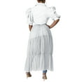thumbnail image 4 of Women Short Sleeve Bodycon High Low Asymmetrical Ruffle Tunics Blouse Shirt Top Dress, 4 of 6