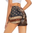 thumbnail image 4 of Picia Deer American Flag Wall Pattern Women's 2 in 1 Athletic Running Shorts High Waisted Workout Casual Gym Sweat Shorts with Comfy Liner Zipper Pockets-Small, 4 of 9