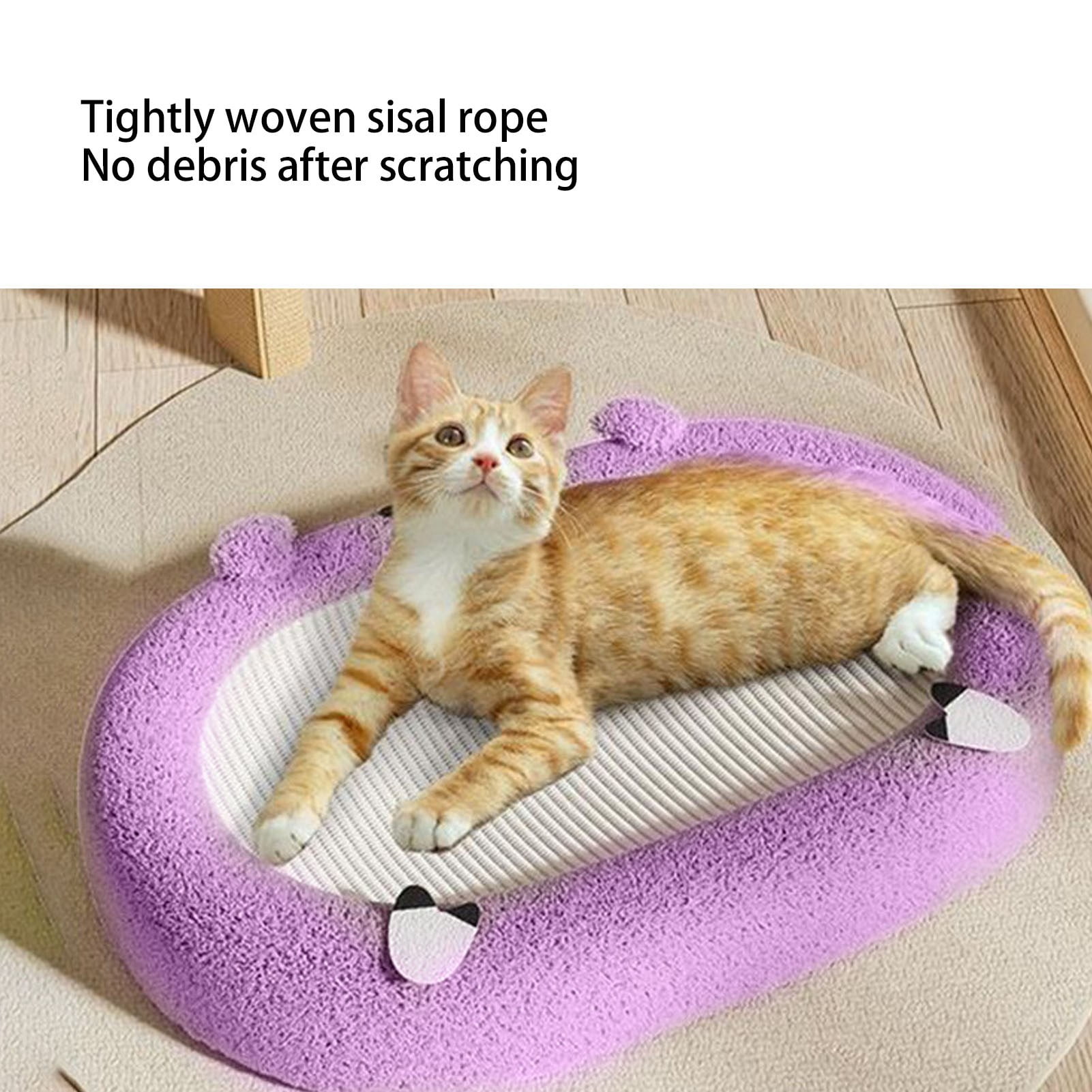 Riousery 24 Inch Extra Large Sisal Cat Scratcher Bed Board Bowl Anti Slip Pad Lounge for Indoor Cats, Pig Theme, 24.4 inches / 62 cm, Durable Corrugated Scratching Furniture Toy
