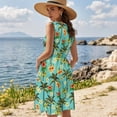 thumbnail image 3 of KUIFORTI Husband and Wife Clothing Lightweight Couple Matching Outfits Round Neck Tropical Palm Tree Floral Maxi Dress Loose Cut 4-Way Stretch Suitable for Everyday Casual Wear, 3 of 7