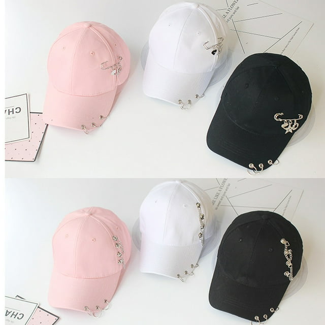 mmirethe Classic Baseball Hat With Ring Decor Adding Touch Of Style To Outfits Casual Pin Black 1Set