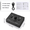 thumbnail image 4 of 2 Set 3.5mm Audio Switcher, 2 Input 1 Output/1 Input 2 Output Audio Splitter Switcher, Switcher Box,One-Key Mute Button,2 x 3.5mm Audio Switch Switcher 2 x 3.5mm Audio Cable,Black, 4 of 7