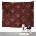 thumbnail image 2 of UFAEZU Brown Badge Mardi Gras Carnival with Fleur De Lis Endless Bedding Celebrate Costume Wall Art Hanging Tapestry Home Decor for Living Room Bedroom Dorm 60x80 inch, 2 of 2