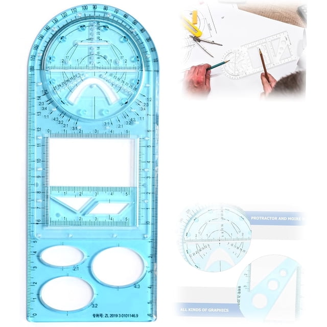 Multifunctional Student Math Ruler, Ruler Circle Template Circle Stencil, Circle Drawing Tool, Multitools Rotatable Drawing Template Multi Tool, Improve Children's Learning Efficiency