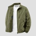 thumbnail image 6 of FRSASU Mens Multiple Zipper Pockets Jacket Solid Color Outdoor Hiking Training Warm Work Long Sleeve Coat Army Green, 6 of 7