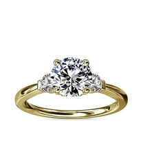 0.70 Ct Brilliant Round Shape Three Stone Genuine Diamond Beautiful Wedding Ring for her Solid 18K Yellow Gold Size 7