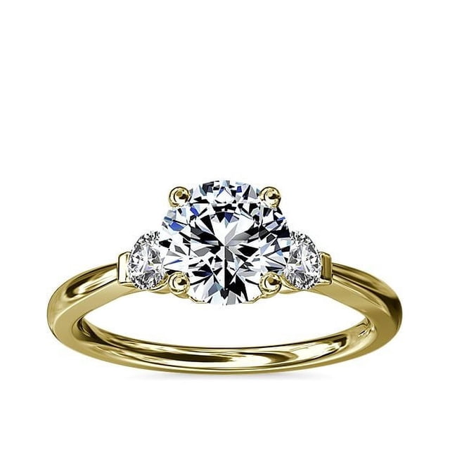 0.70 Carat Excellent Round Cut Natural Diamond Three Stone Beautiful Ring for Anniversary Solid 14K Yellow Gold Size 4.5