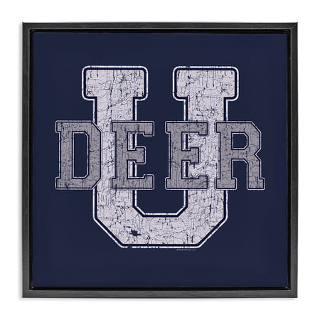 Stupell Industries Deer U College Varsity Novelty & Humor Painting Black Floater Framed Canvas Art Print Wall Art, 18 x 18