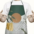 thumbnail image 2 of Green Boho Geometric and Plant Pattern (4) Apron-Garden Aprons for Women with Pockets-Cotton Linen Waterproof Kitchen Cooking Gardening Aprons Adjustable for Kitchen,Cooking,BBQ and Salon 33x27 Inch, 2 of 7