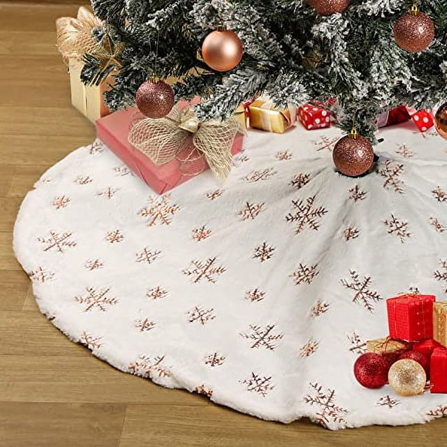 Falda para árbol de Navidad B-COOL, piel sintética, decoración navideña, 122 cm, rosa G