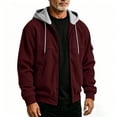 thumbnail image 6 of UVEASISHA Mens Zip Up Hoodies Lightweight Casual Corduroy Hooded Jacket Arm Pocket Long Sleeve Drawstring Full Zip Athletic Jackets Daily Streetwear Wine L, 6 of 7
