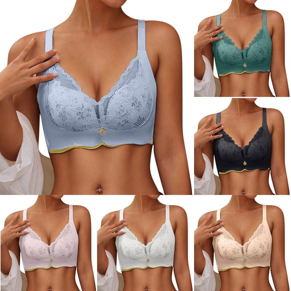 Swuxness Women's Push Up Wireless Bra, Womens Bras, Women Comfortable Push Up Shaping Side Coverage Breathable Bra Black, 34/75AB