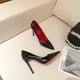 thumbnail image 1 of Zapatos de tacón con suela roja para mujer, nuevos zapatos de tacón alto finos negros con punta en pico, 8cm, 10cm, 6cm, zapatos de boda sexis poco profundos, 1 of 4