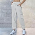 thumbnail image 4 of felwors Women's Fleece Cargo Sweatpants Y2k Comfy Casual Baggy Sweat Pants Warm High Waist Workout Jogger Pants with Pockets Light Gray, XL, 4 of 8