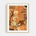 thumbnail image 2 of old vintage fox reading a book to a young lynx - Illustration Cat Reading Animal Whimsical Library Sketch Unframed Wall Art Print 32 x 48 inches, 2 of 16