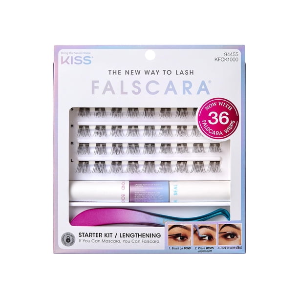 Kiss FALSCARA Kit de inicio completo de extensiones de pesta�as, mechones alargadores, 38 unidades.