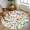 thumbnail image 3 of Colorful Botanical Round Area Rug 5 FT, Non Slip Bedroom Rugs, Pastoral Leaf Spring Summer Elegant Washable Soft Circular Carpet Non-Shedding Floor Mat for Kitchen Dining Room Foyer Balcony Dorm, 3 of 8