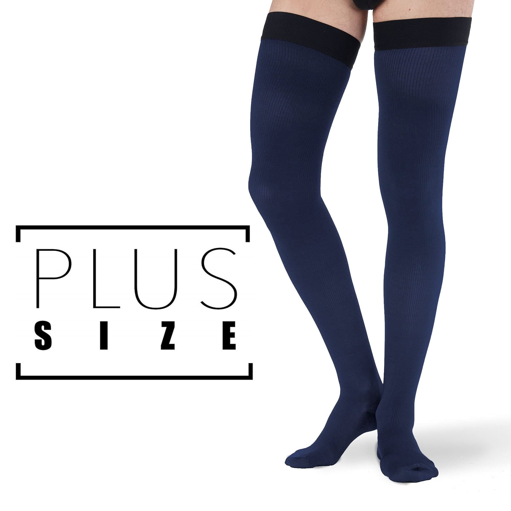 Refeel Plus Size Compression Socks Wide Calf For Women & Men 20-30 mmhg - Large  Size Knee High Support Stockings For Medical 02-Gray/Dark Blue/Light Blue  3X-Large