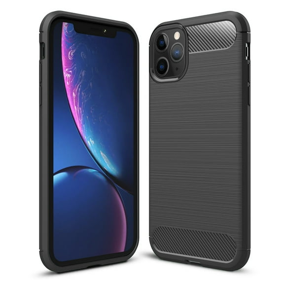 Apple iPhone 11 PRO MAX Phone Case Silicone Carbon Fiber Sleek Texture Design Slim BLACK Case Hybrid Armor, Anti-Slip, Good Grip Shock Absorbing Protective Rubber TPU Cover for Apple iPhone 11 Pro Max
