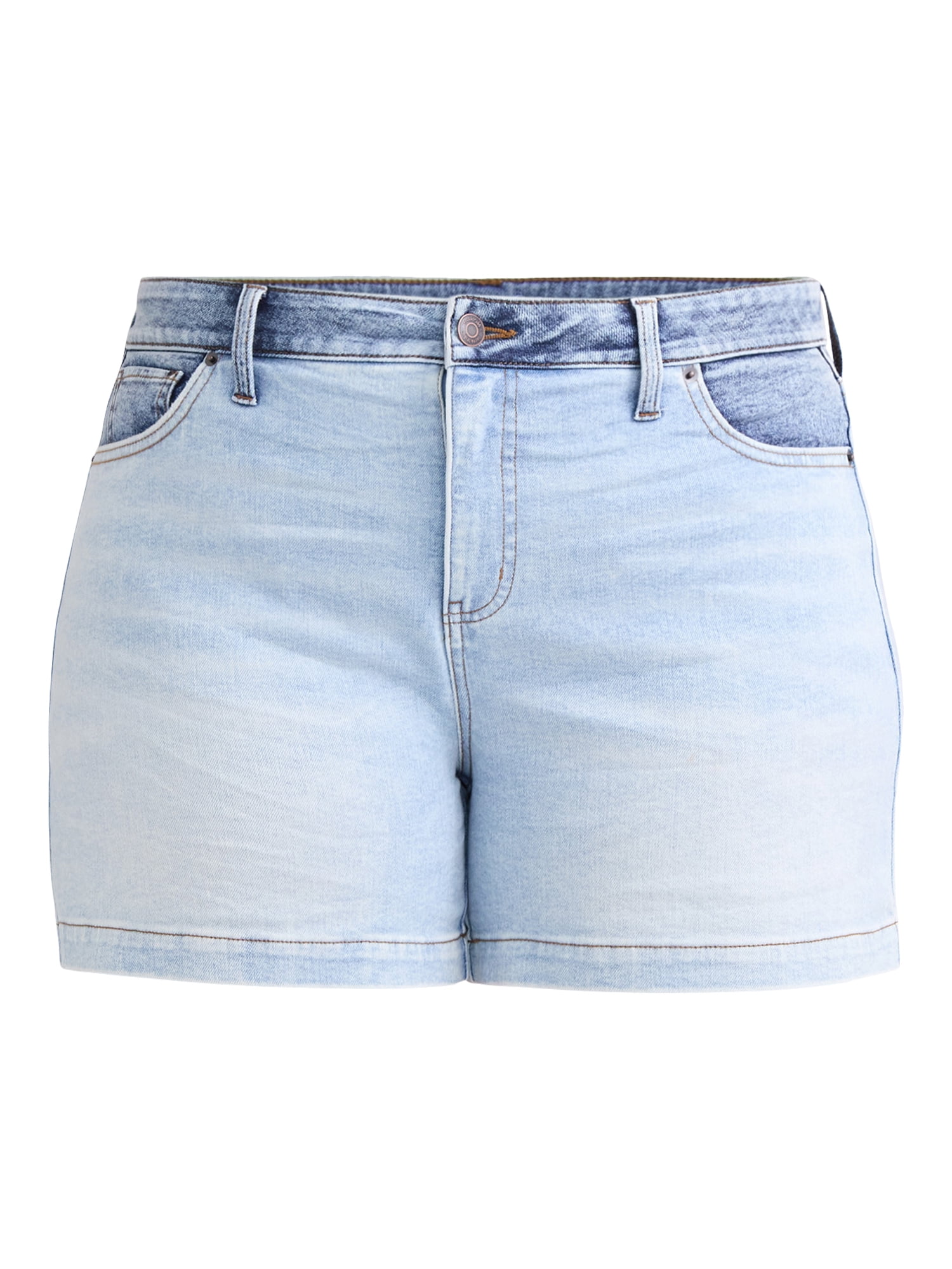 Terra & Sky Women's Plus Size Denim A-Line Shorts, 5" Inseam, Sizes 14W-26W