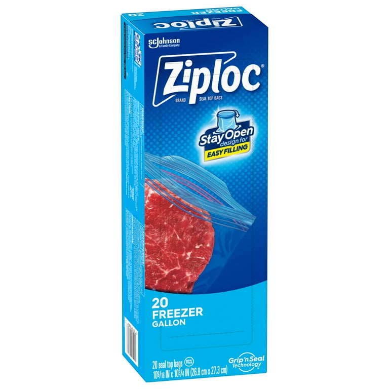 Ziploc® Brand Gallon Freezer Bags, Resealable, Large Storage, 20