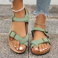 thumbnail image 2 of Flip Flops for Women Buckle Strap Cork Footbed Flat Sandals Comfortable Arch Support Summer Beach Shoes Green Size 9.5, 2 of 8