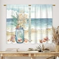 thumbnail image 3 of Summer Coastal Kitchen Curtains - Starfish Blue Sea Bathroom Window Treatment Drapes Tier Seashell Flower Botanical Cafe Small Bedroom Short French Door Curtains 27.5x39 Inch, 3 of 6