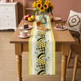 thumbnail image 3 of Pastoral Bee Daisy Flower Table Runner 70 Inches Long,Kitchen Dining Tablerunners Green Eucalyptus Leaf Yellow Heart Linen Table Runners Dresser Scarves for Home Dinner Wedding Holiday Party Decor, 3 of 9