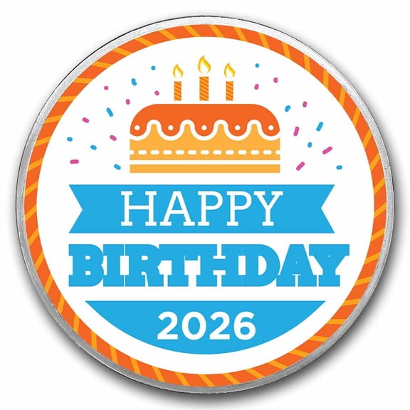 2026 1 oz Silver Colorized Round - APMEX (Birthday Cake)