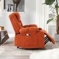 thumbnail image 5 of 37.7" Wide Super Soft and Oversize Chenille Manual Swivel Rocker Heating Massage Recliner Chair with Cupholders for Living Room, Bedroom,  Orange, 5 of 16
