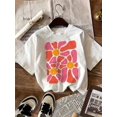 thumbnail image 1 of Summer Cotton T-Shirt - Soft And Breathable Short Sleeve Crew Neck T-Shirt with Bright Geometric Floral Print, Casual Loose Fit for Teenagers, Casual Top | Vibrant Printed Shirt |, 1 of 6