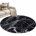 thumbnail image 2 of Abstract Art Round Living Room Rugs 3.3 ft, Dark Black Marble Texture Modern Simple Washable Area Rug with Non-Slip Sturdy Edge Binding Round Front Door Mat Floor Carpet for Entryway, 2 of 9