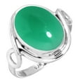 thumbnail image 1 of 925 Sterling Silver Ring For Women - Girls Natural Green Onyx Gemstone Silver Ring Size 9 May Birthstone Simple Silver Ring Size 9 Anniversary - Gift For Women 925 Silver Gemstone Jewelry, 1 of 5