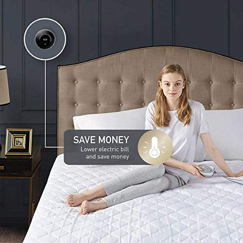 Hyde Lane Dual Control Heated Mattress Pad Queen Cotton Quilted Electric Bed Warmer with 20 Heat Settings Auto Shut Off Fits Up to 18 Inch Walmart