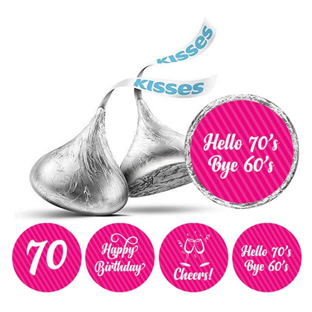 Darling Souvenir chocolate Labels DIY 190 Pcs Cheers 70th Birthday Theme Stickers-Fuchsia Pink