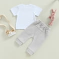 thumbnail image 5 of Douhoow Toddler Baby Boy Easter Clothes Set Rabbit Ear Print Short Sleeve T-Shirts Solid Pants, 5 of 8