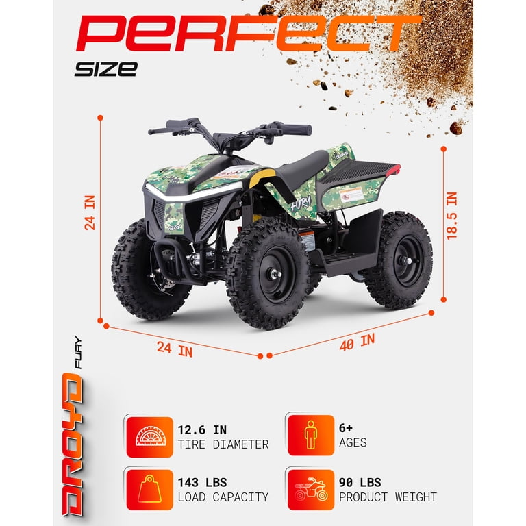 Droyd Fury Electric Youth ATV, 36V 500W Brushless Motor, Dual
