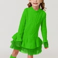thumbnail image 2 of Povozer Girls' Long Sleeve Girl Dresses Ribbed Knit Sweater Dress(Green,3-4Y), 2 of 6