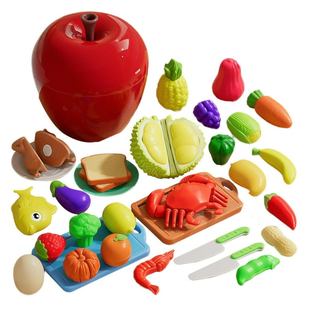 Juguete para cortar comida, juego de simulación, juego de rol para niños pequeños de 3, 4 y 5 años 32 piezas