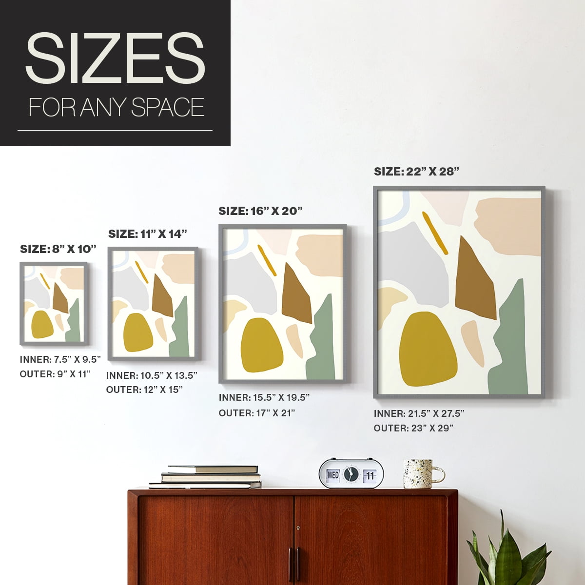 Pastel Splotches I Framed Print in Gray Solid Wood Framed Print No Nail Hanging