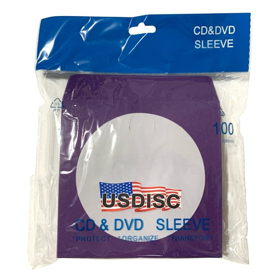 USDISC Paper Sleeves 100g Window, Flap, Purple, Pack Of 600