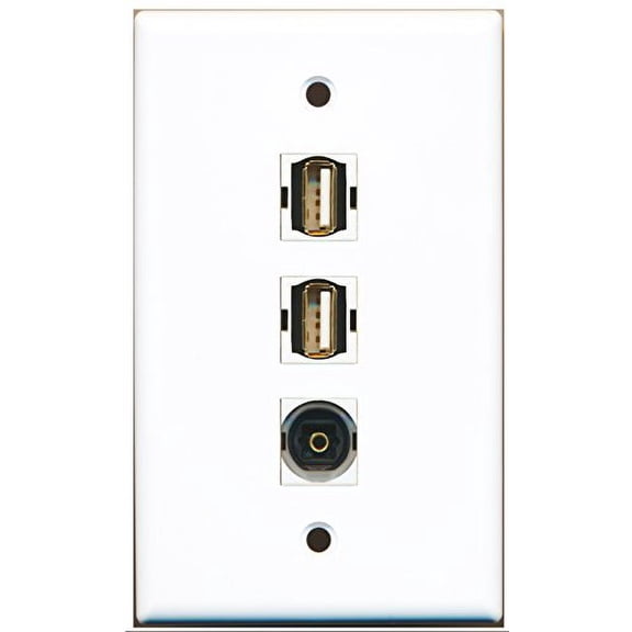 RiteAV - 2 Port USB A-A and 1 Port Toslink Wall Plate