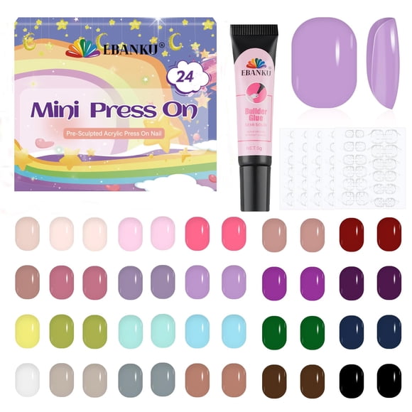 Pantalones cortos brillantes para niños EBANKU de Press on Nails, 24 colores, 576 unidades