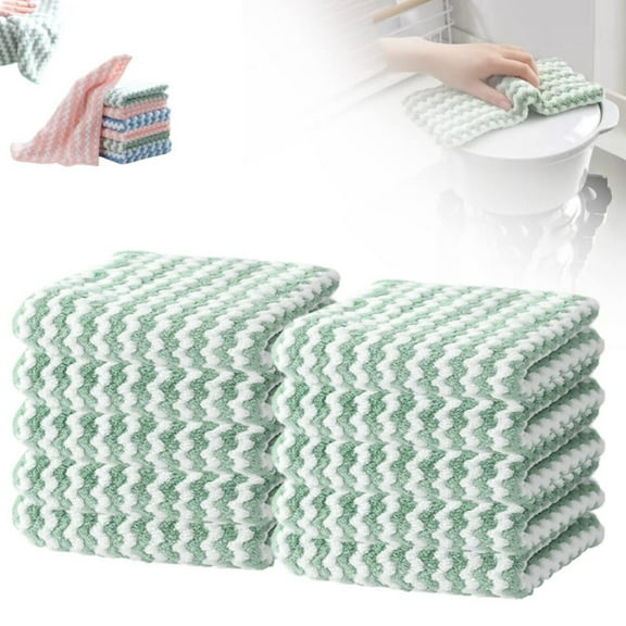 10*Cleaning Cloth,10Pc Microfiber Cleaning Cloth Green,Microfiber Cleaning Cloth 5 Packs Set 2024 New Super Absorbent Kitchen Dish Cloths for Wash Dishes Upgrade Kitchen Towels